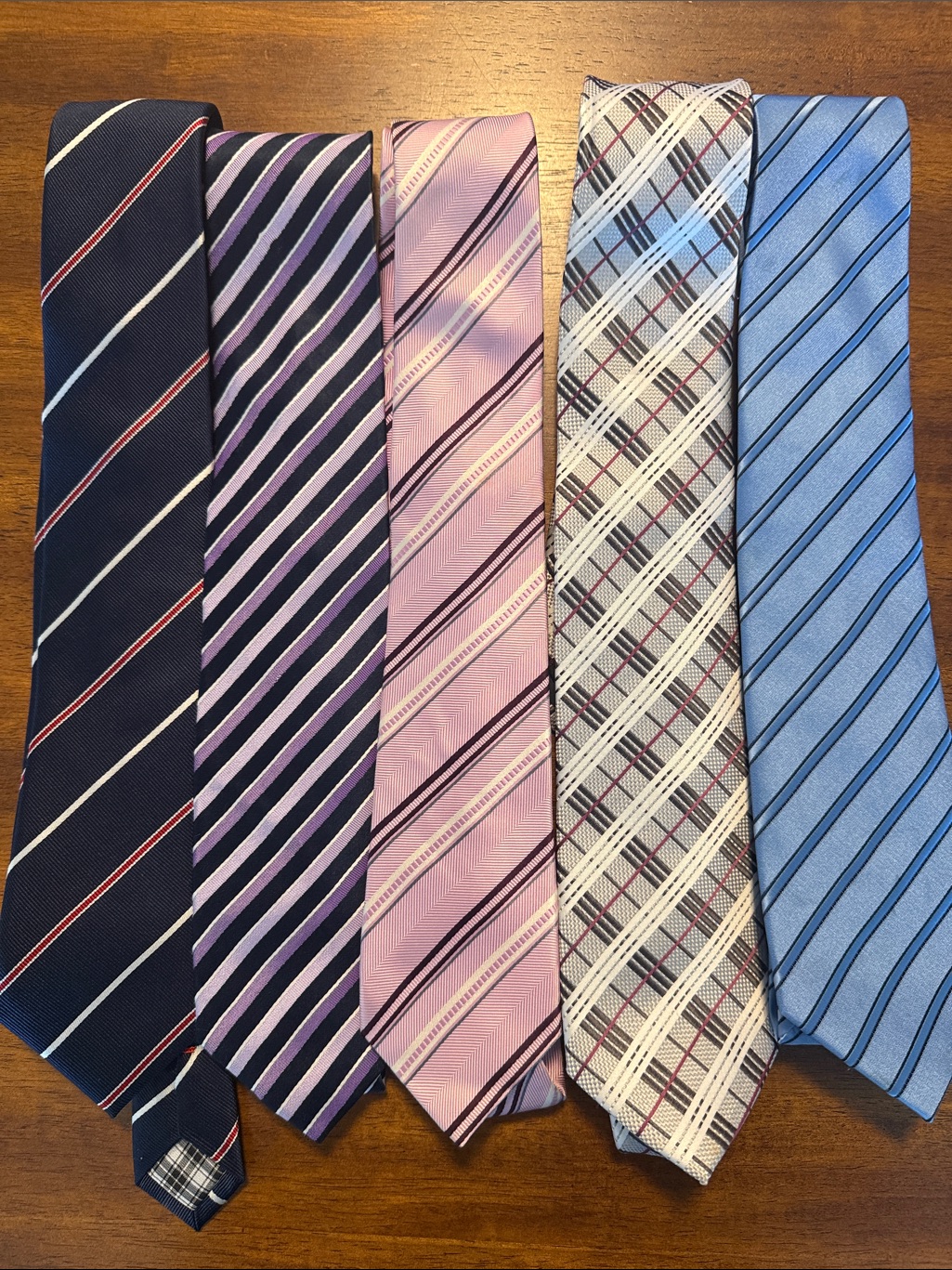 Classic Men's Stripe And Plaid Tie Collection Pink, Purple & Blue Options
